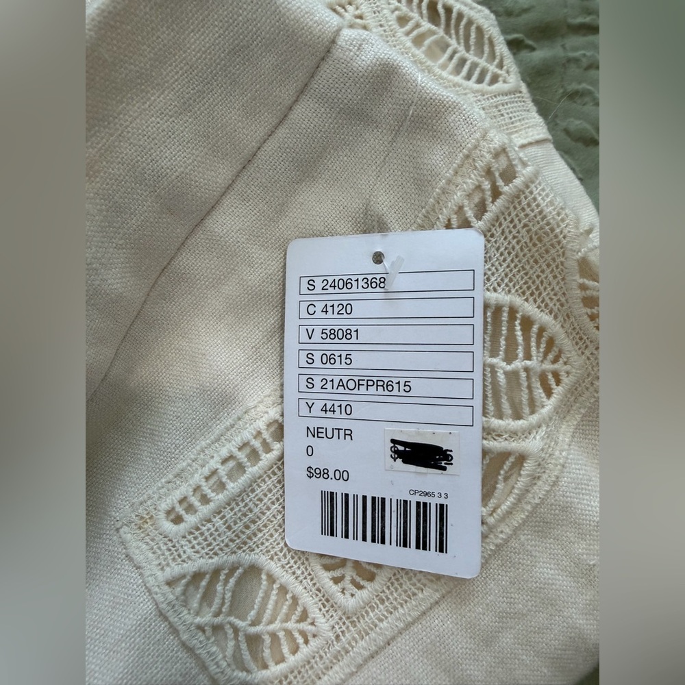 Anthropologie Moulinette Soeurs Bonsai Breeze Linen Leaf Ivory Skirt Size 0 - Picture 8 of 10